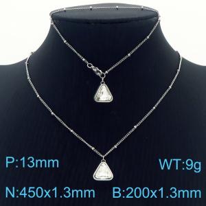 Stainless steel triangle Glass Ladies French geometric silver two-piece set - KS201291-Z