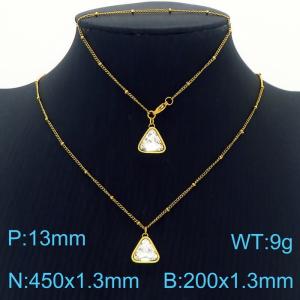 Stainless Steel triangle Glass Ladies French geometry Gold two-piece set - KS201292-Z