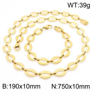 Fashion Oval Hollow Gold 190 * 10mm&750 * 10mm Titanium Steel Set - KS201339-Z