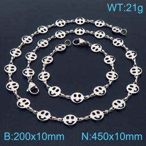 Stainless steel 200 × 10mm&450 × 10mm Smiling Face Bow Splice Chain Lobster Buckle Fashion Personalized Jewelry Silver Bracelet - KS201487-Z