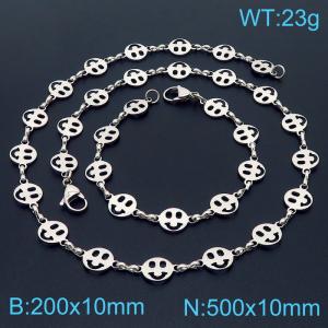 Stainless steel 200 × 10mm&500 × 10mm Smiling Face Bow Splice Chain Lobster Buckle Fashion Personalized Jewelry Silver Bracelet - KS201488-Z