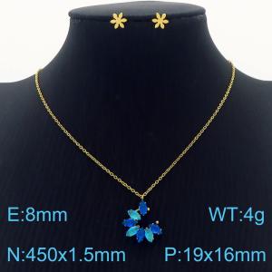 Simple stainless steel zircon claw with  diamond pendant earrings women's accessories set - KS201522-GG