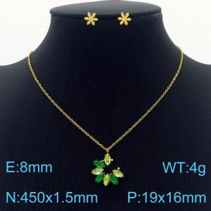 Simple stainless steel zircon claw with  diamond pendant earrings women's accessories set - KS201523-GG