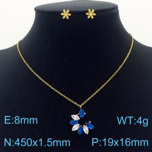 Simple stainless steel zircon claw with  diamond pendant earrings women's accessories set - KS201524-GG