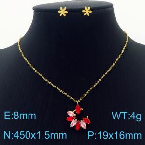 Simple stainless steel zircon claw with  diamond pendant earrings women's accessories set - KS201525-GG