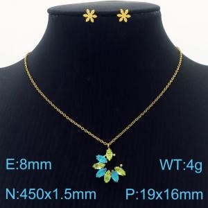 Simple stainless steel zircon claw with  diamond pendant earrings women's accessories set - KS201526-GG