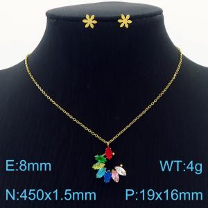 Simple stainless steel zircon claw with  diamond pendant earrings women's accessories set - KS201528-GG