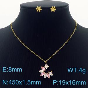 Simple stainless steel zircon claw with  diamond pendant earrings women's accessories set - KS201529-GG