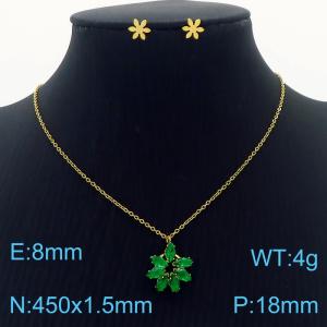Simple stainless steel zircon claw with  diamond pendant earrings women's accessories set - KS201532-GG