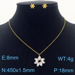 Simple stainless steel zircon claw with  diamond pendant earrings women's accessories set - KS201533-GG