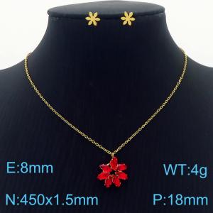 Simple stainless steel zircon claw with  diamond pendant earrings women's accessories set - KS201534-GG