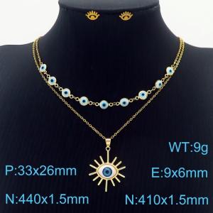 European and American demon Eyes stainless steel women's multi-layer collarbone chain earrings two-piece set - KS203103-NT