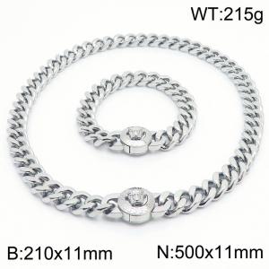 Personality Medusa Bracelet 50cm Necklace Vintage Stainless Steel Thick Chain Jewelry Set - KS203154-Z