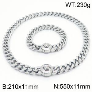 Personality Medusa Bracelet 55cm Necklace Vintage Stainless Steel Thick Chain Jewelry Set - KS203155-Z