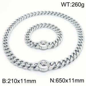Personality Medusa Bracelet 65cm Necklace Vintage Stainless Steel Thick Chain Jewelry Set - KS203157-Z