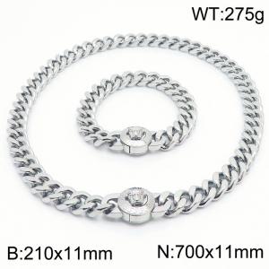 Personality Medusa Bracelet 70cm Necklace Vintage Stainless Steel Thick Chain Jewelry Set - KS203158-Z