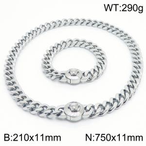 Personality Medusa Bracelet 75cm Necklace Vintage Stainless Steel Thick Chain Jewelry Set - KS203159-Z