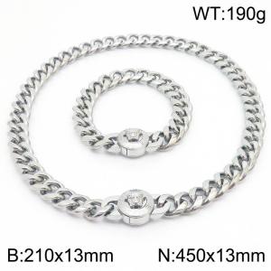 210x13mm&450x13mm Punk style stainless steel Cuban chain snake demon Medusa set - KS203230-Z