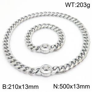 210x13mm&500x13mm Punk style stainless steel Cuban chain snake demon Medusa set - KS203231-Z