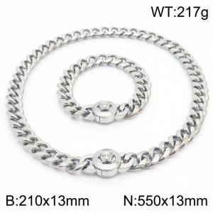 210x13mm&550x13mm Punk style stainless steel Cuban chain snake demon Medusa set - KS203232-Z