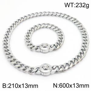 210x13mm&600x13mm Punk style stainless steel Cuban chain snake demon Medusa set - KS203233-Z