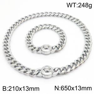 210x13mm&650x13mm Punk style stainless steel Cuban chain snake demon Medusa set - KS203234-Z