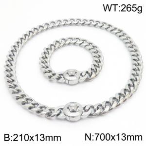 210x13mm&700x13mm Punk style stainless steel Cuban chain snake demon Medusa set - KS203235-Z