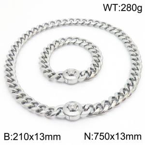 210x13mm&750x13mm Punk style stainless steel Cuban chain snake demon Medusa set - KS203236-Z