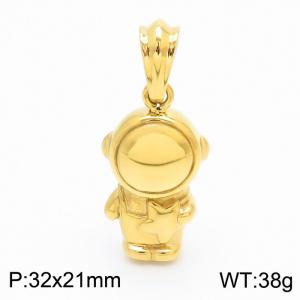 Adorable Gold-Plated Stainless Steel Baby Astronaut Pendant - KS203509-KJX