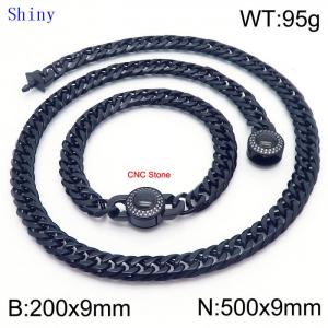 9mm Retro Men's Personalized Polished Whip Chain CNC Buckle Necklace Set of Two - KS204855-Z