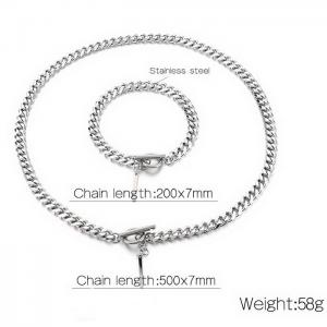 Stainless steel OT buckle necklace - KS204877-Z