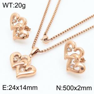 Minority vacuum plating rose gold diamond-inlaid heart stainless steel lady - KS204899-KFC