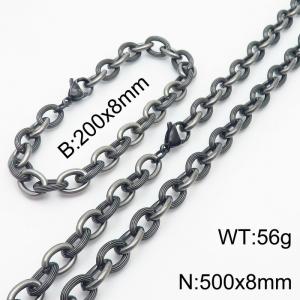 Vintage style splicing O-chain men's stainless steel bracelet necklace set - KS215135-Z