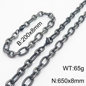 Personalized Boiled Black 650 * 8mm O-shaped Chain Titanium Steel Set - KS215180-Z