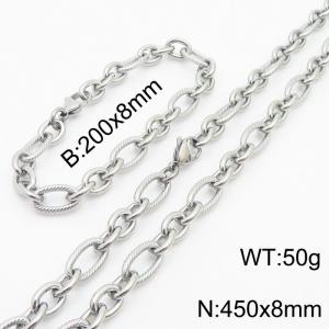 Personalized Steel Color450 * 8mm O-shaped Chain Titanium Steel Set - KS215183-Z