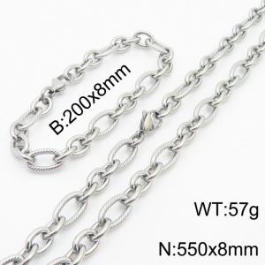 Personalized steel color 550 * 8mm O-chain titanium steel set - KS215185-Z