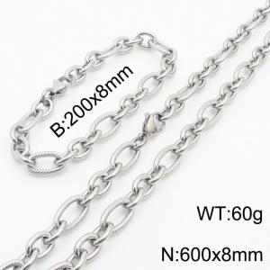 Personalized steel color 600 * 8mm O-chain titanium steel set - KS215186-Z