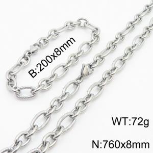 Personalized steel color 760 * 8mm O-chain titanium steel set - KS215189-Z