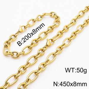 Personalized Gold 450 * 8mm O-shaped Chain Titanium Steel Set - KS215190-Z