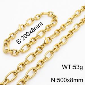 Personalized Gold 500 * 8mm O-shaped Chain Titanium Steel Set - KS215191-Z