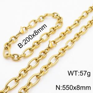 Personalized Gold 550 * 8mm O-shaped Chain Titanium Steel Set - KS215192-Z