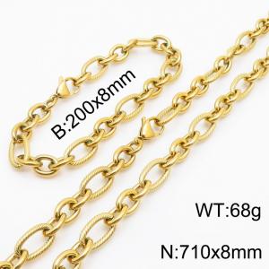 Personalized Gold 710 * 8mm O-shaped Chain Titanium Steel Set - KS215195-Z