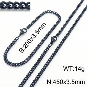 Wholesale Custom 18k Black Chain Stainless Steel Necklace Bracelet Simple Jewelry Sets - KS215553-Z