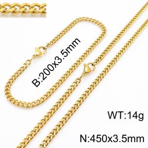 Wholesale Simple 18k Gold Vine Chain Stainless Steel Necklace Bracelet Fashion Jewelry Sets - KS215567-Z