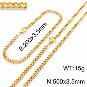 Wholesale Simple 18k Gold Vine Chain Stainless Steel Necklace Bracelet Fashion Jewelry Sets - KS215568-Z
