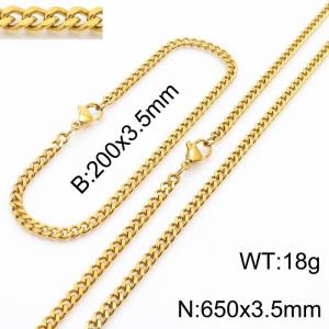 Wholesale Simple 18k Gold Vine Chain Stainless Steel Necklace Bracelet Fashion Jewelry Sets - KS215571-Z