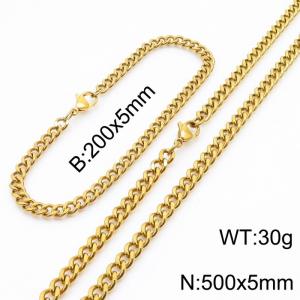 Minimalist design for men and women's stainless steel bracelet necklace 2-piece set - KS215610-Z
