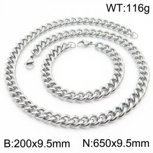 9.5mm stainless steel jewelry sets for men women twist cuban chain bracelet & necklace - KS215711-Z
