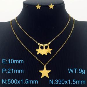 Fashion Jewelry Sets Star Pendant Necklace Earrings Wholesale Double Chains Necklaces - KS215756-BI