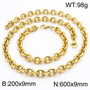 Stainless steel gold edged O-chain set - KS216365-Z